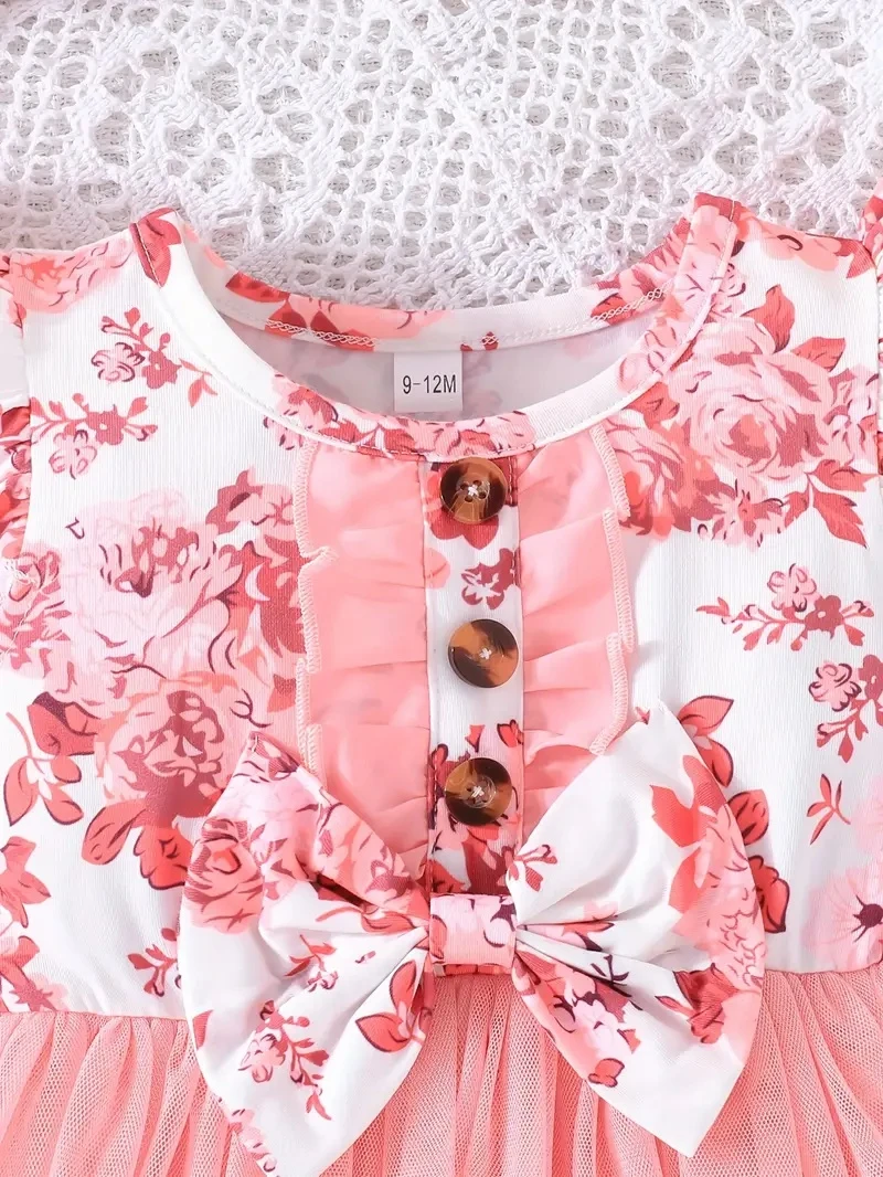 Generic Infant Baby Girls Summer Floral Bow Mesh Dress - image 5