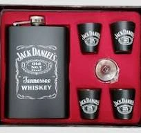 Jack Daniels Hip Flask with Funnel & Cups 9OZ
