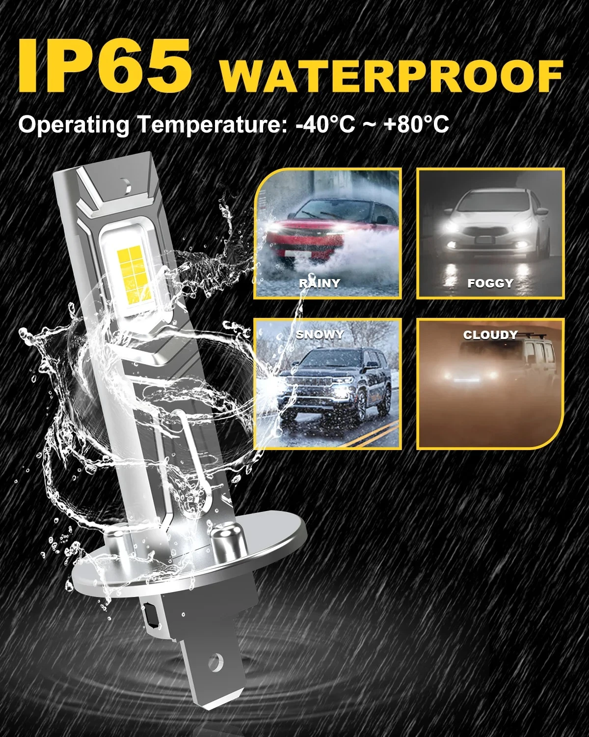 Katur H1 LED Headlight Bulb Canbus 80W 16000LM 6000K - image 8