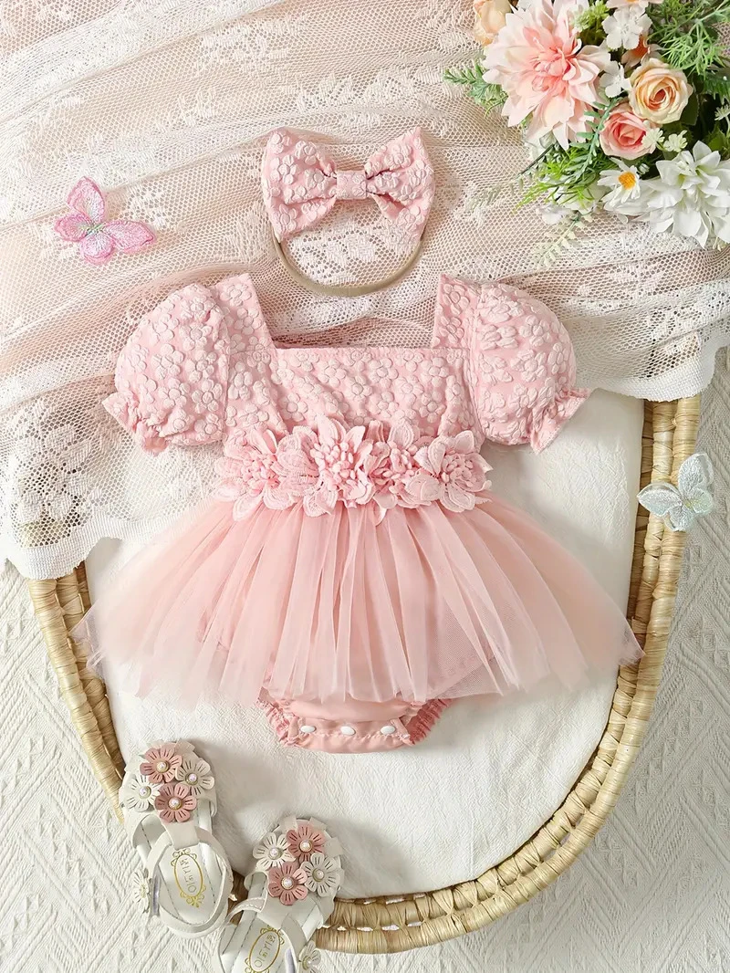 Generic Flower Jacquard Princess Bodysuit High Quality Cotton