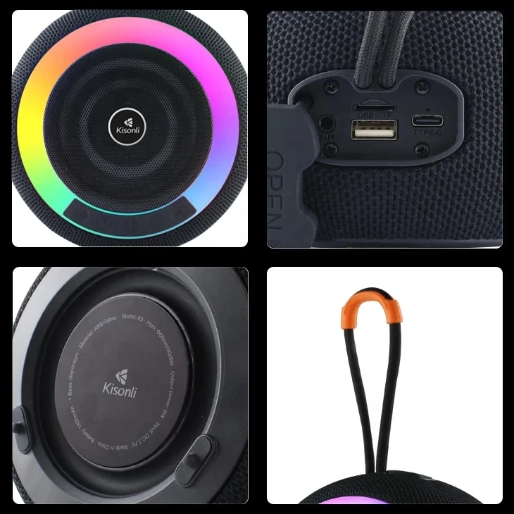 Kisonli K3 Bluetooth Speaker with Deep Bass & RGB Light - image 3