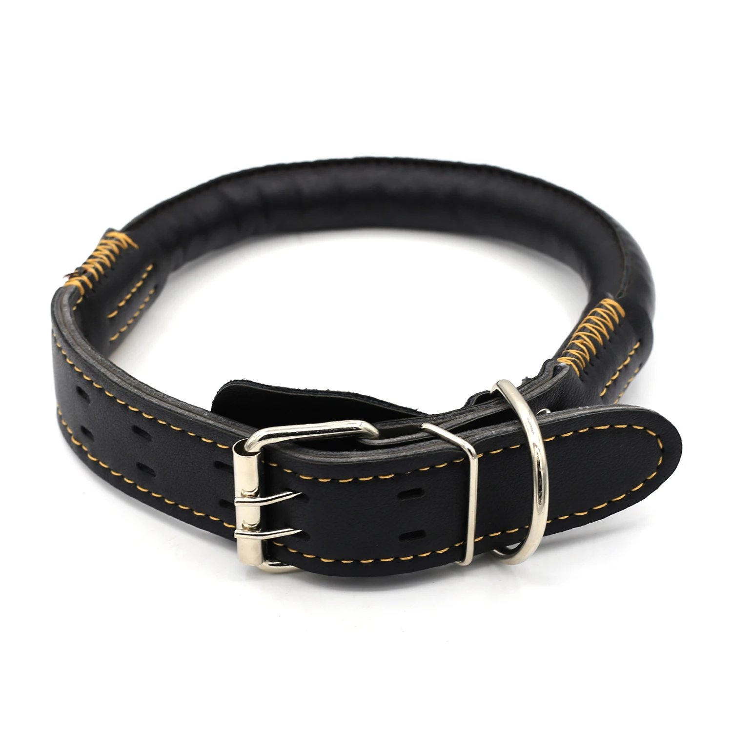 Generic Dog Collar Soft PU Leather Double Metal Buckle - image 5