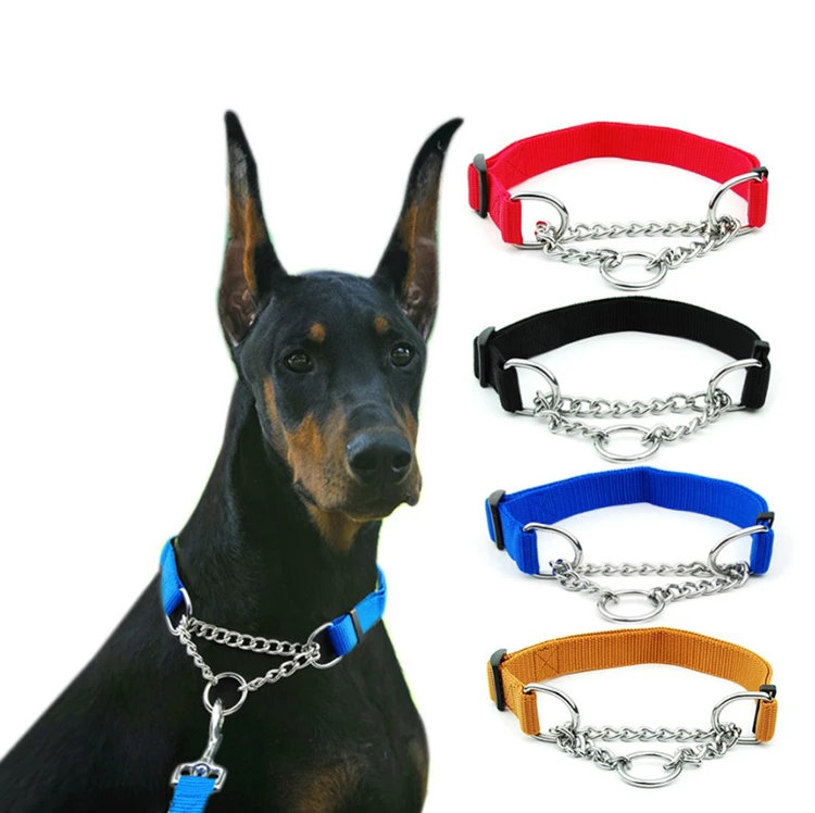 Generic Dog Metal Chain Martingale Collar with Leash
