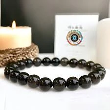 Natural Black Obsidian Stone Bracelet - image 2