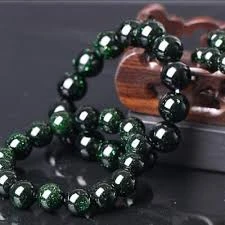 Natural Green Sand Stone Loose Round Beads Bracelet - image 2