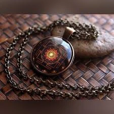 Generic Sri Yantra Sacred Geometry Glass Pendant