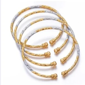 Generic Adjustable Gold and Silver Plated Plain Bracelet