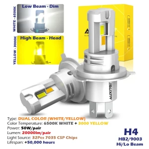 AUXITO H4 Hi/Lo Dual Color LED Headlight Bulbs