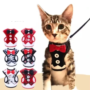 Generic Bow Tie Tuxedo Cat Vest Harness & Leash