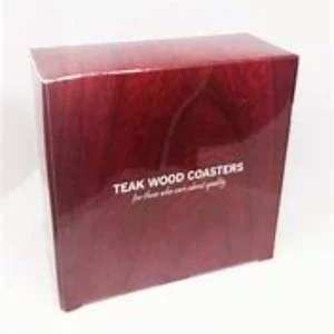 Genuine Teak Wood Coaster Set Handmade 6 Pcs