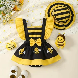Generic Little Bee Bodysuit & Hat Comfy Cap Sleeve