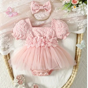 Generic Flower Jacquard Princess Bodysuit High Quality Cotton
