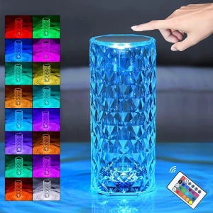 Eaglespread Crystal Rose Projector 3/16 Color Touch Lamp