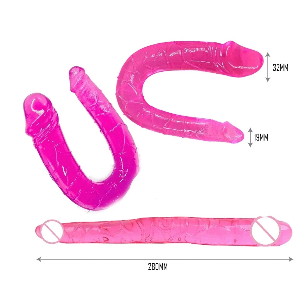Generic U Shape Double Realistic Dildo for Vagina and Anal - image 3
