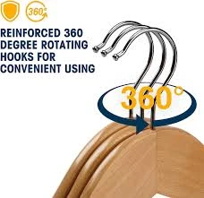 Generic Wooden Clothes Hangers Pine Wood 360 Rotation - image 2