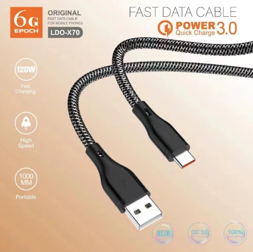 Generic 120W Fast Charging Cable Micro Type C Lightning - image 3