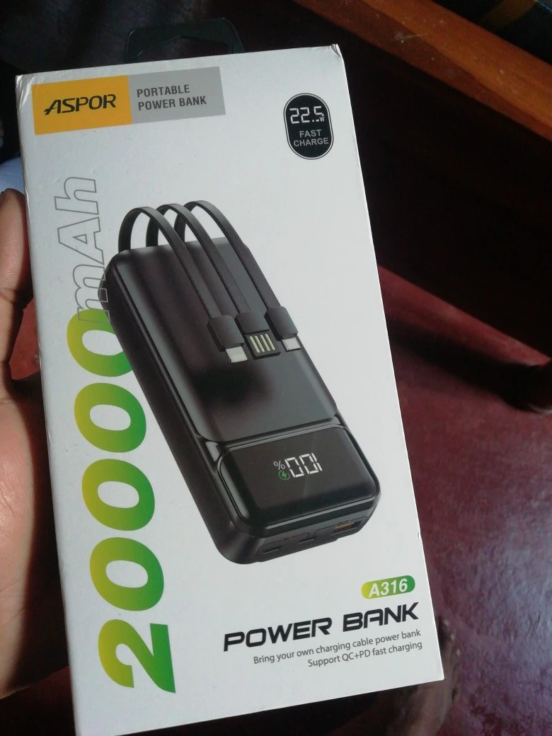 ASPOR 20000mAh 22.5W PD Built in Cable Power Bank - image 2