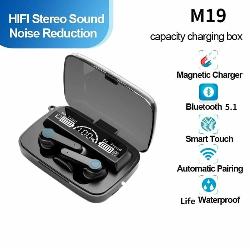 Generic M19 TWS Wireless Earbuds Touch LED Display 2000mAh - image 2