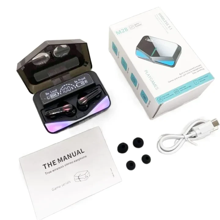 Loveya M28 Wireless Earbuds TWS Touch Control LED Display - image 1