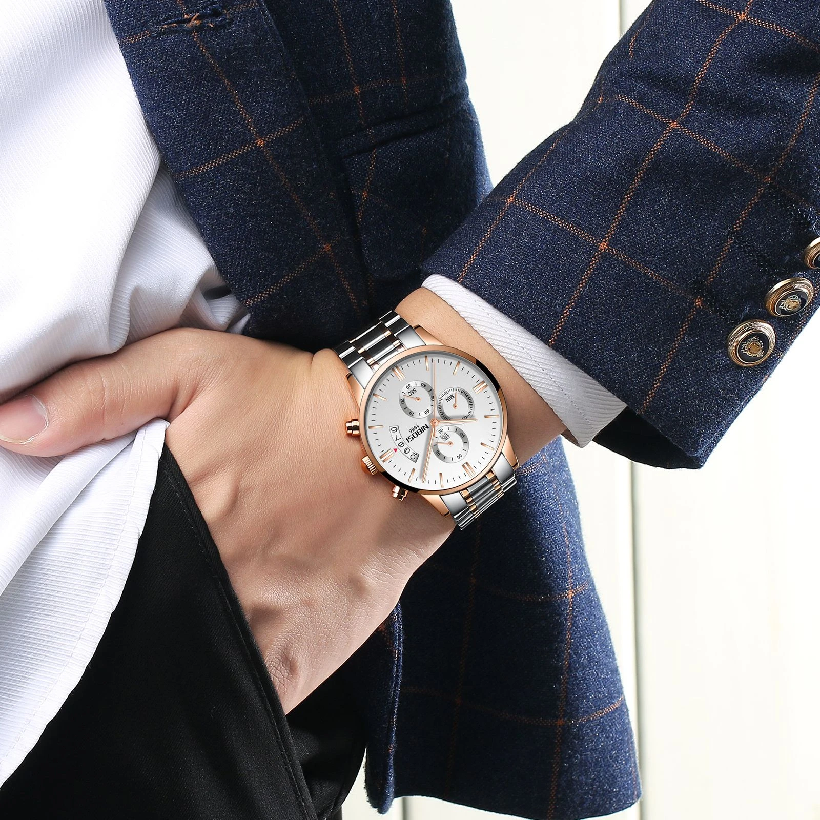 Nibosi 2309 3ATM Waterproof Stainless Steel Watch - image 2