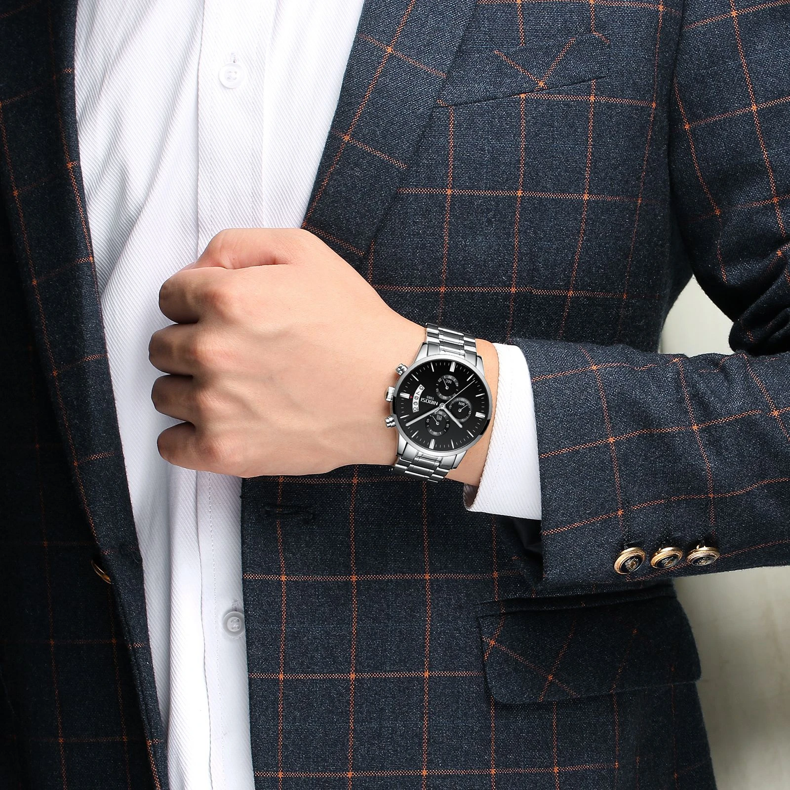 Nibosi 2309 Stylish Waterproof Stainless Steel Watch - image 2