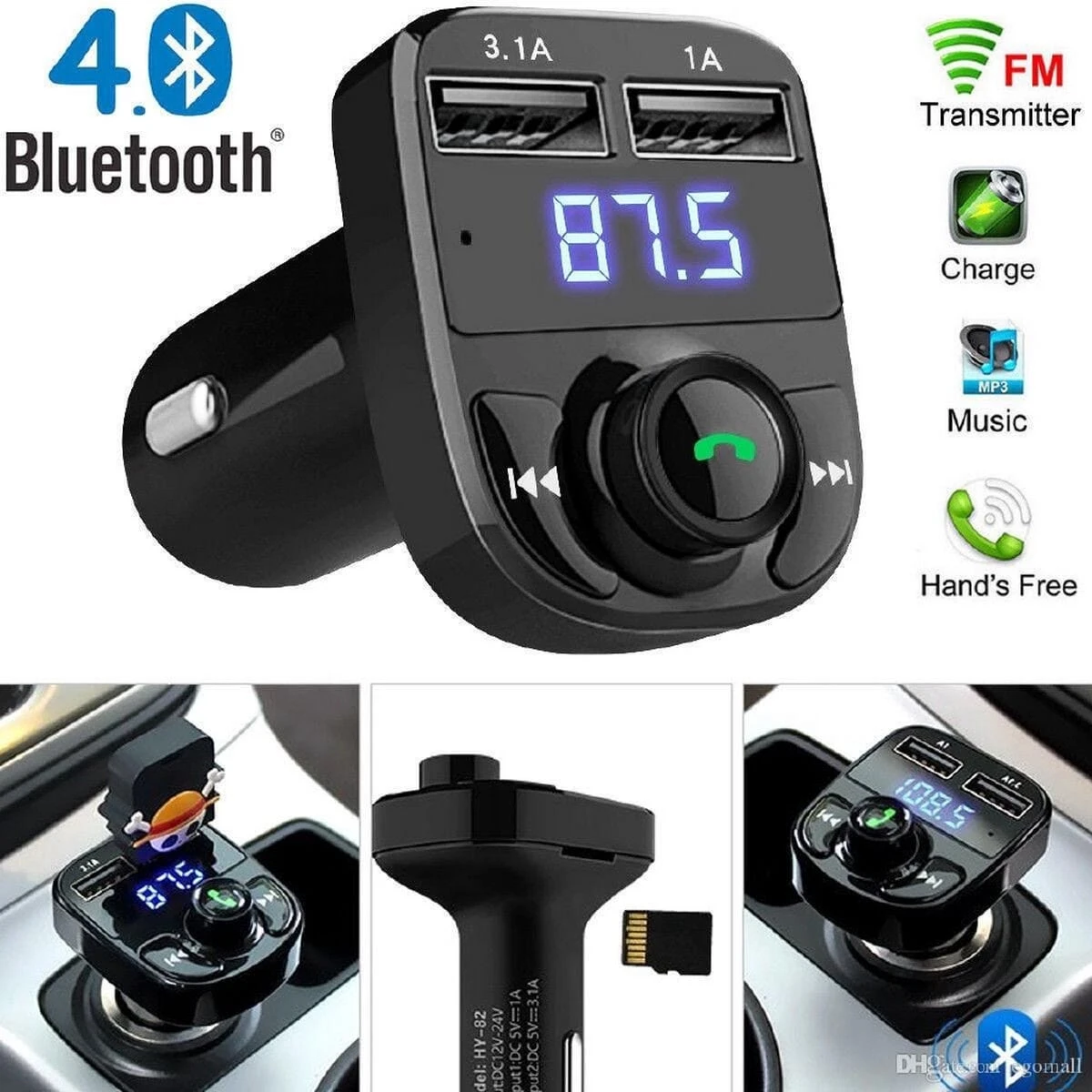 X8 Bluetooth Handsfree FM Transmitter Modulator - image 3