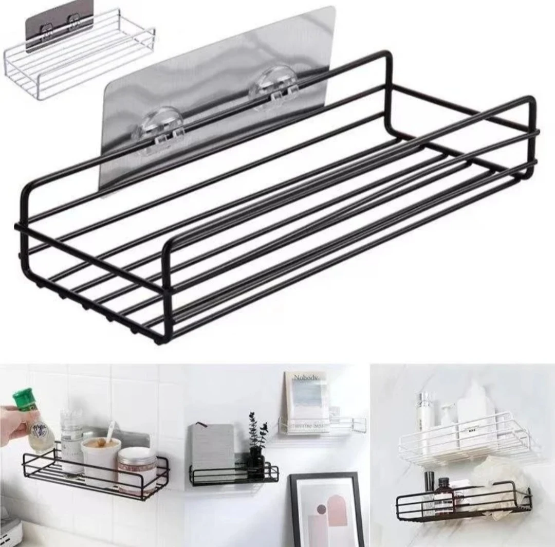 Generic Adhesive Shower Organizer Basket Rack 2 Hooks