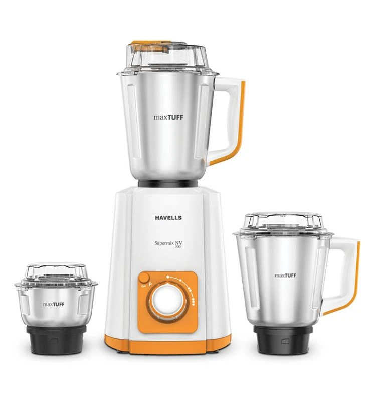 HAVELLS SUPERMIX NV MIXER GRINDER ORANGE 500W 3 JARS