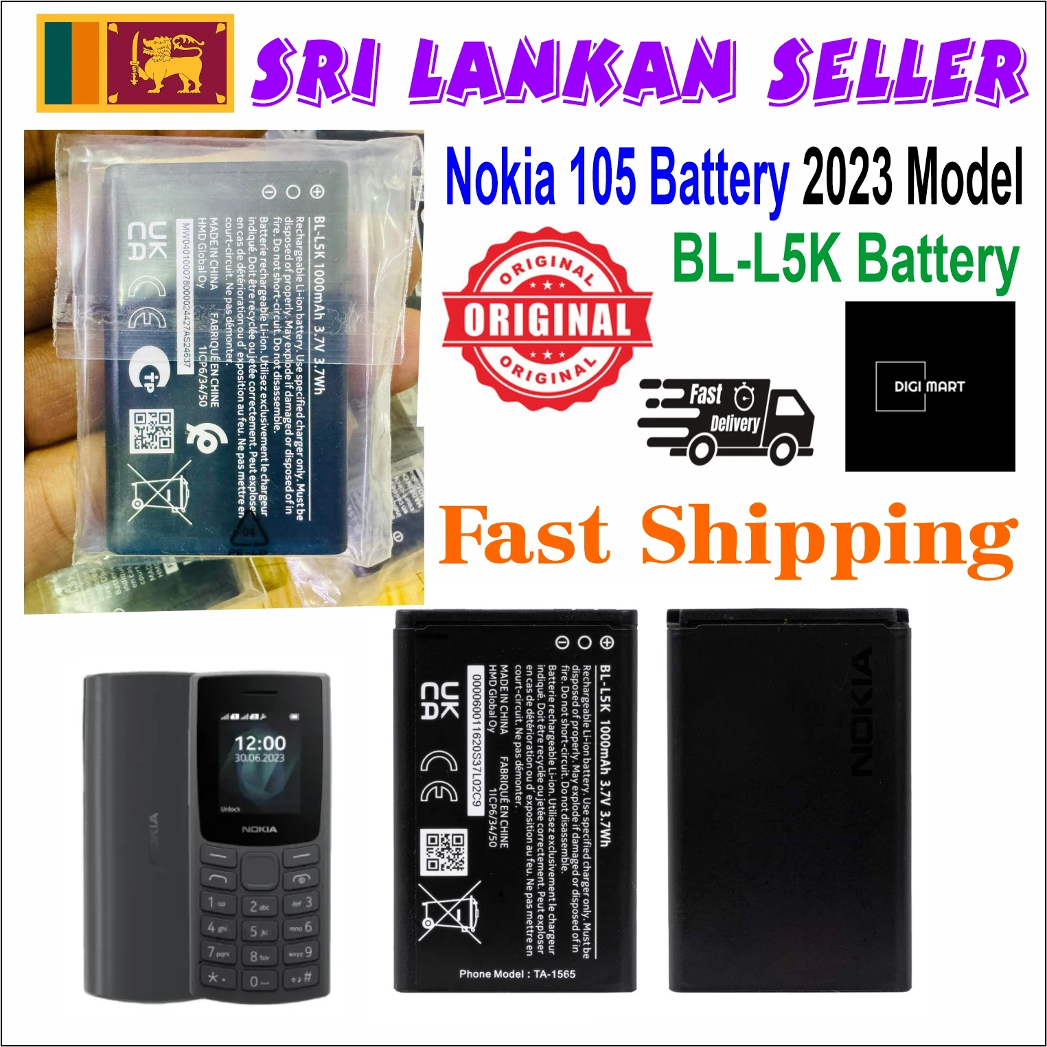 Nokia 105 Battery BL-L5K 1000mAh - image 2