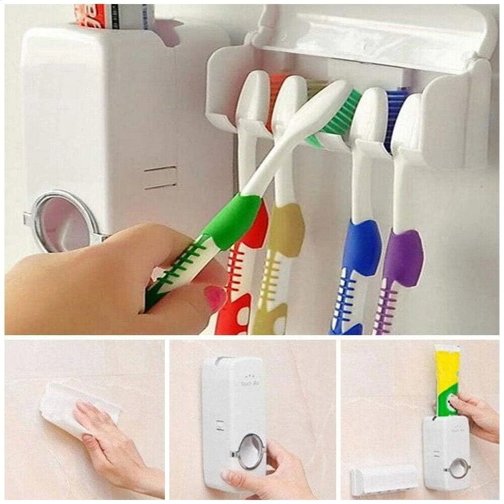 Generic One-Touch Auto Toothpaste Dispenser & Brush Holder - image 3