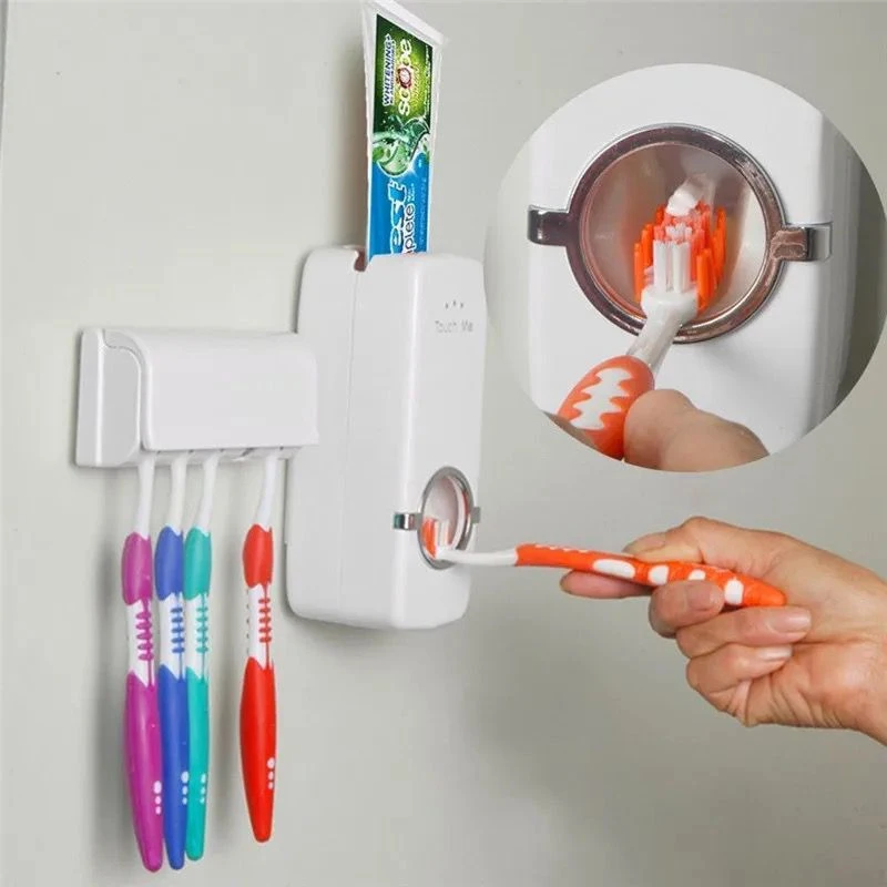 Generic One-Touch Auto Toothpaste Dispenser & Brush Holder