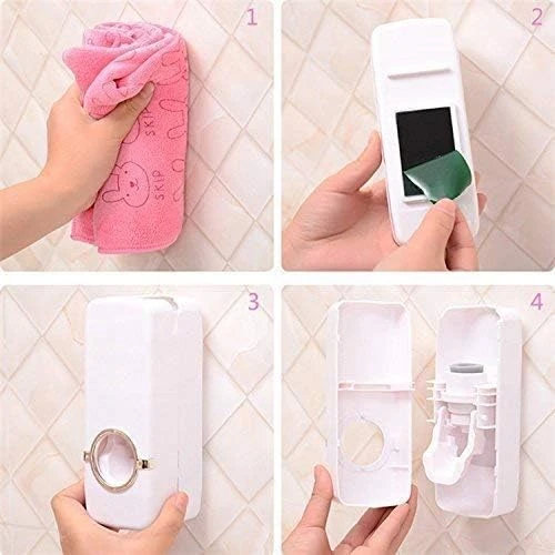 Generic One-Touch Auto Toothpaste Dispenser & Brush Holder - image 4