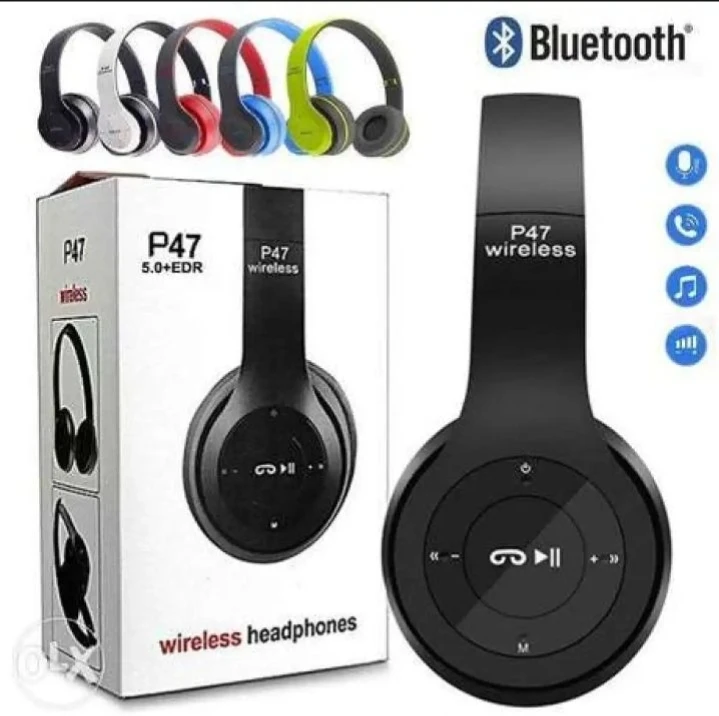 P47 5.0+ EDR Wireless Headphones TF Card FM MP3 - image 5