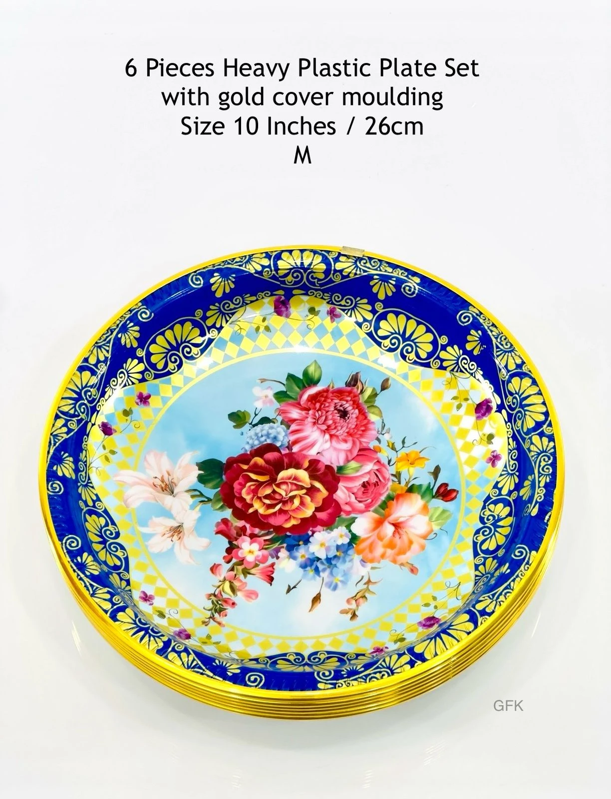 Generic Heavy Plastic Plate 10 Inches with Gold Moulding