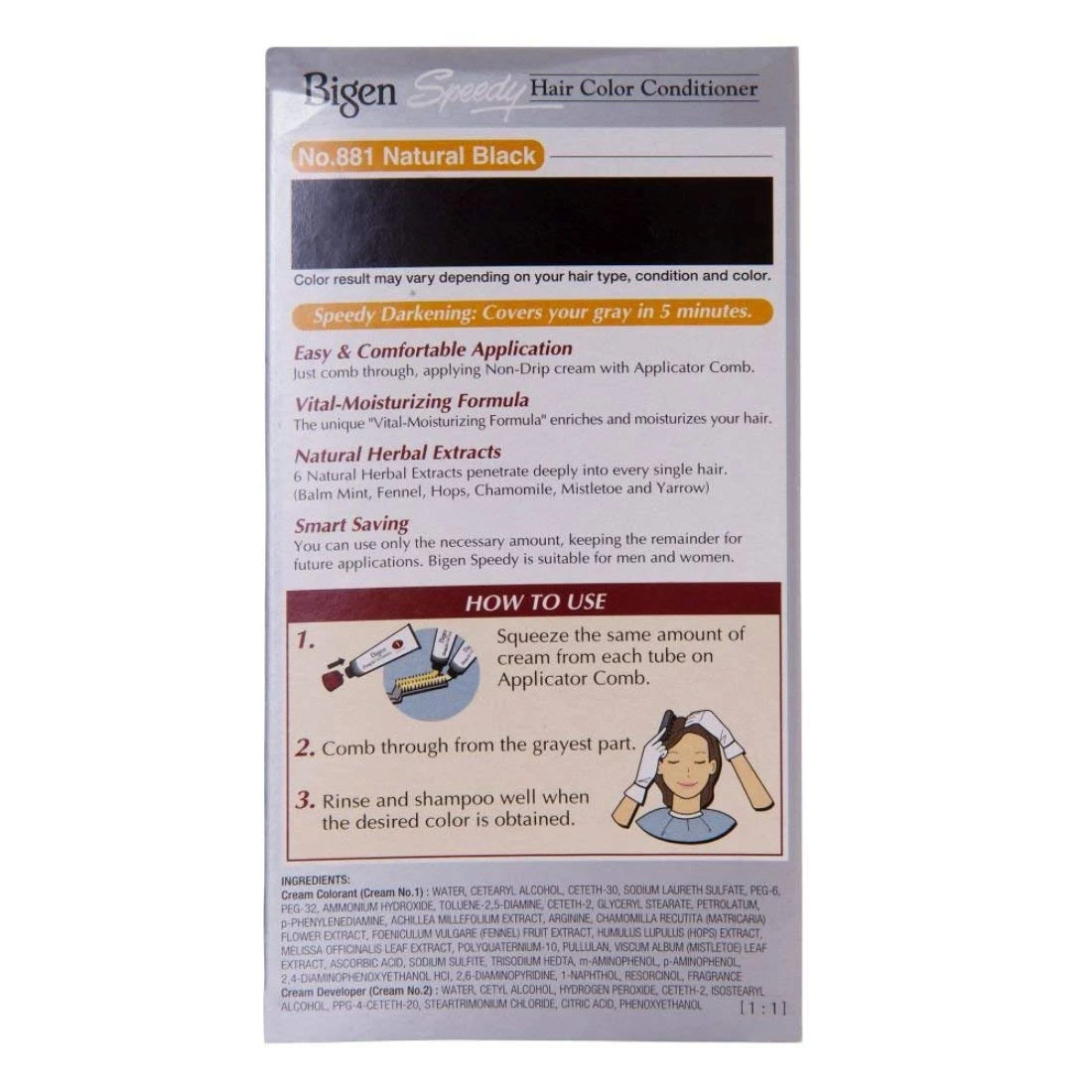 Bigen Speedy Hair Color Natural Black 881 (40g + 40g) - image 2