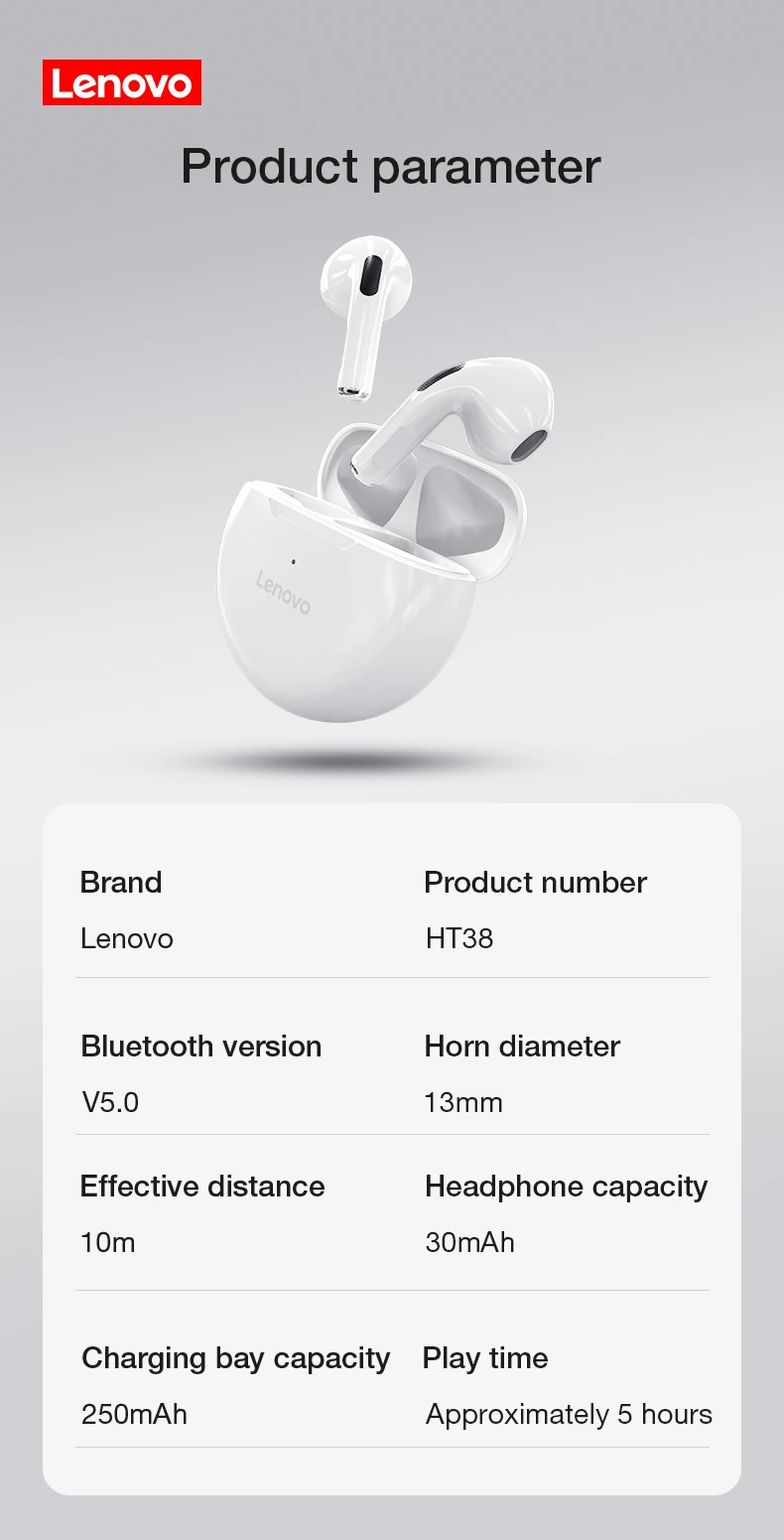 Lenovo ThnikPlus TWS HT38 Wireless Bluetooth Earbuds - image 10