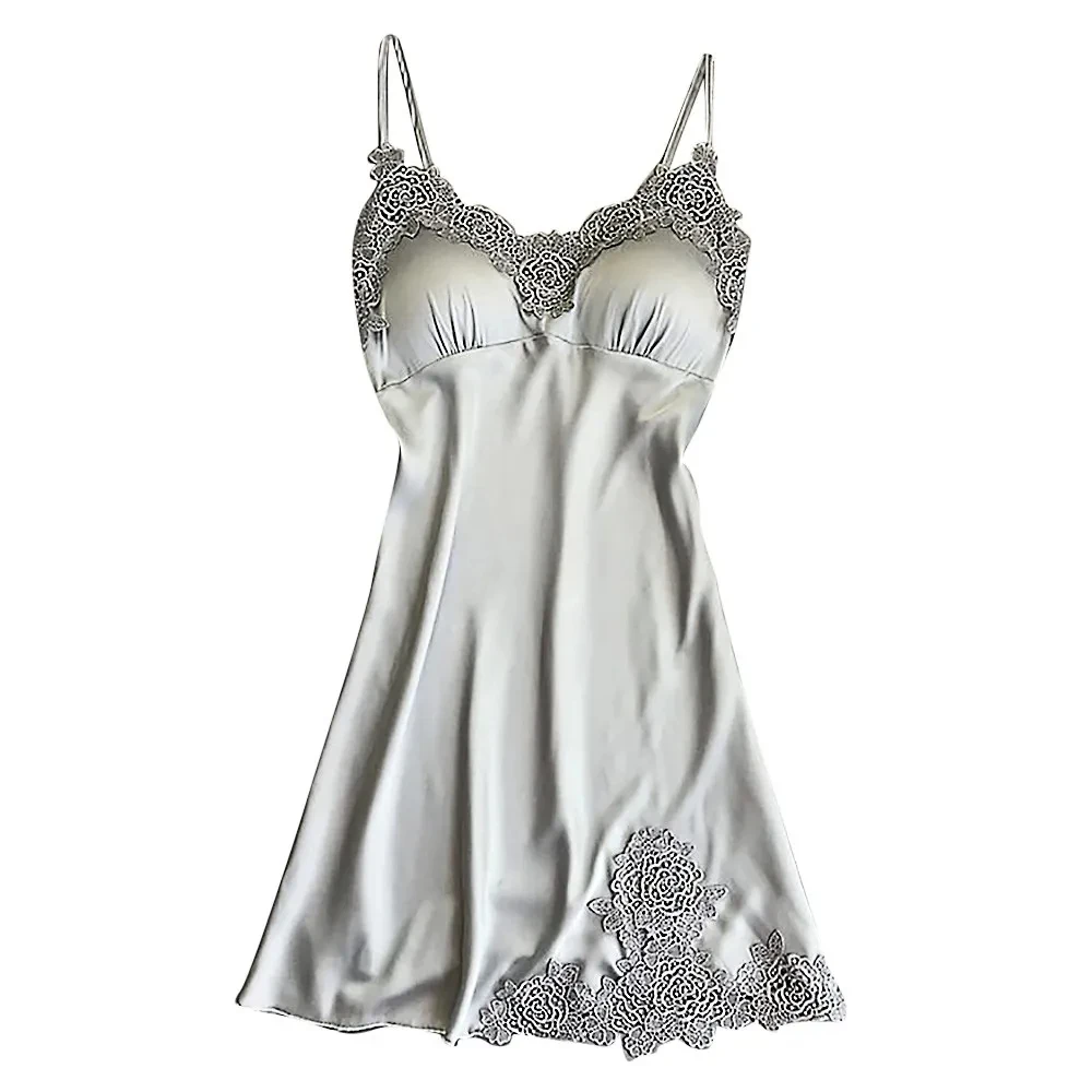 Generic Silk Robe Dress Lace Nightdress