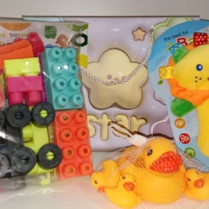 Gift set for children, Soft toy, bricks , Duckling