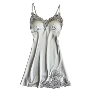 Generic Silk Robe Dress Lace Nightdress