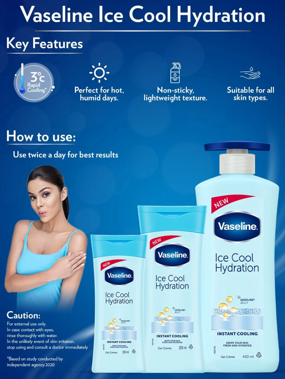 Vaseline Ice Cool Hydration Gel Creme 100ml - image 2