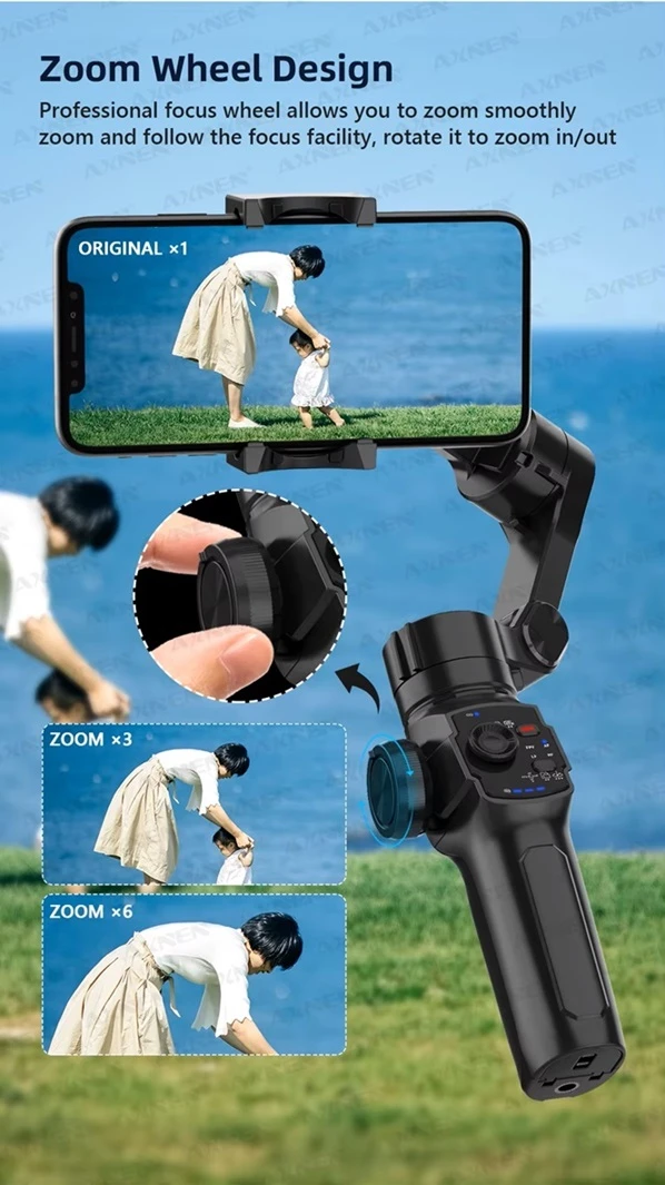 AXNEN HQ4 AI Track 3-Axis Gimbal Stabilizer w/ Ext Rod - image 2