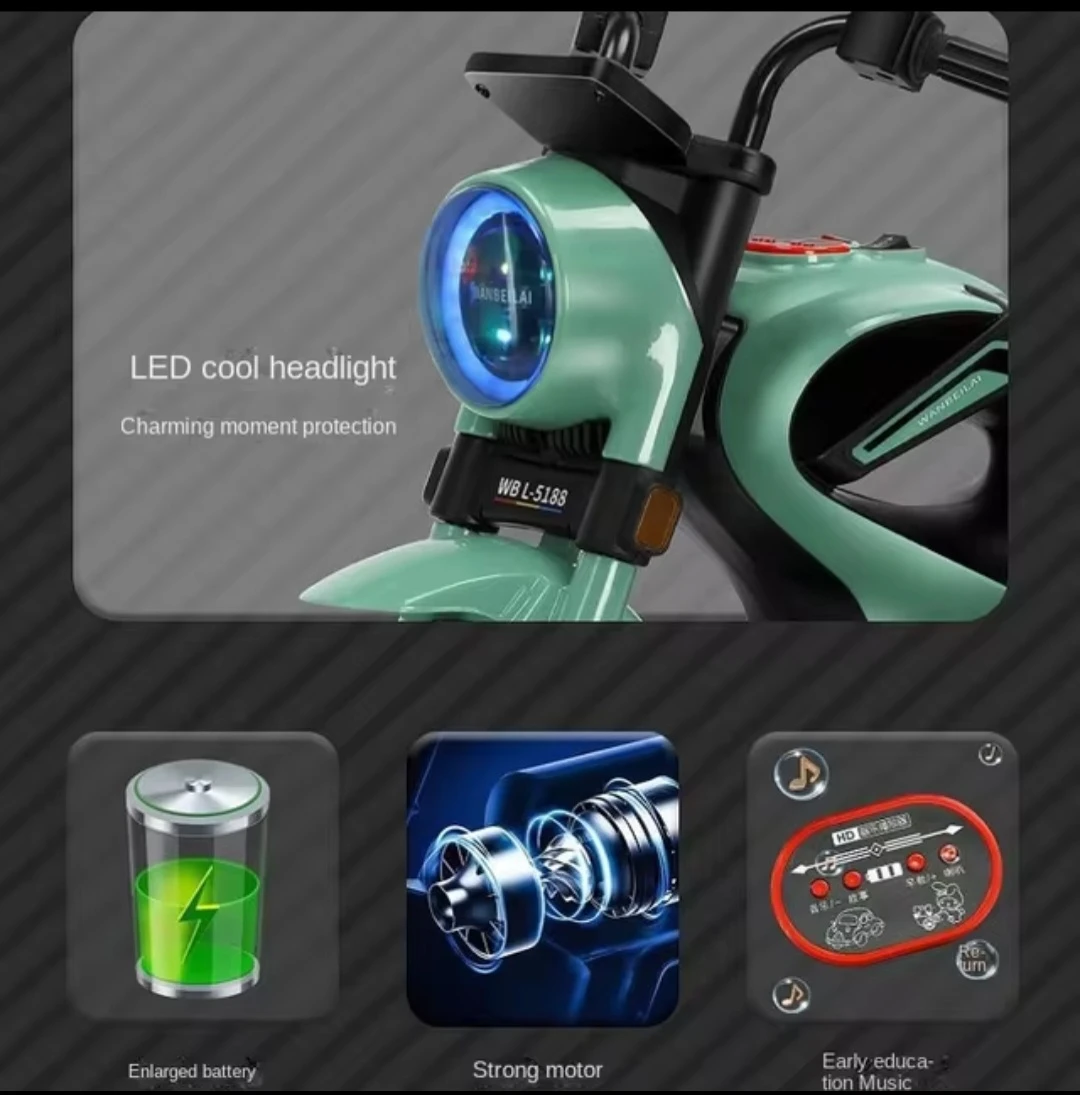Generic Three-wheel Motorcycle Rechargeable Cold Lights - image 3