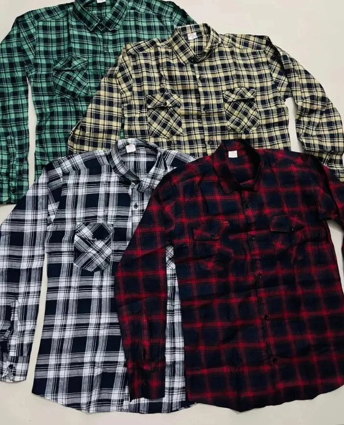 Double pocket cotton men long sleeve shirt