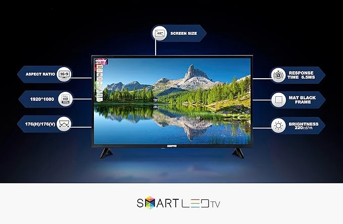 Geepas 40" Android Smart LED TV Slim LED, 3.5mm, 2 HDMI - image 6