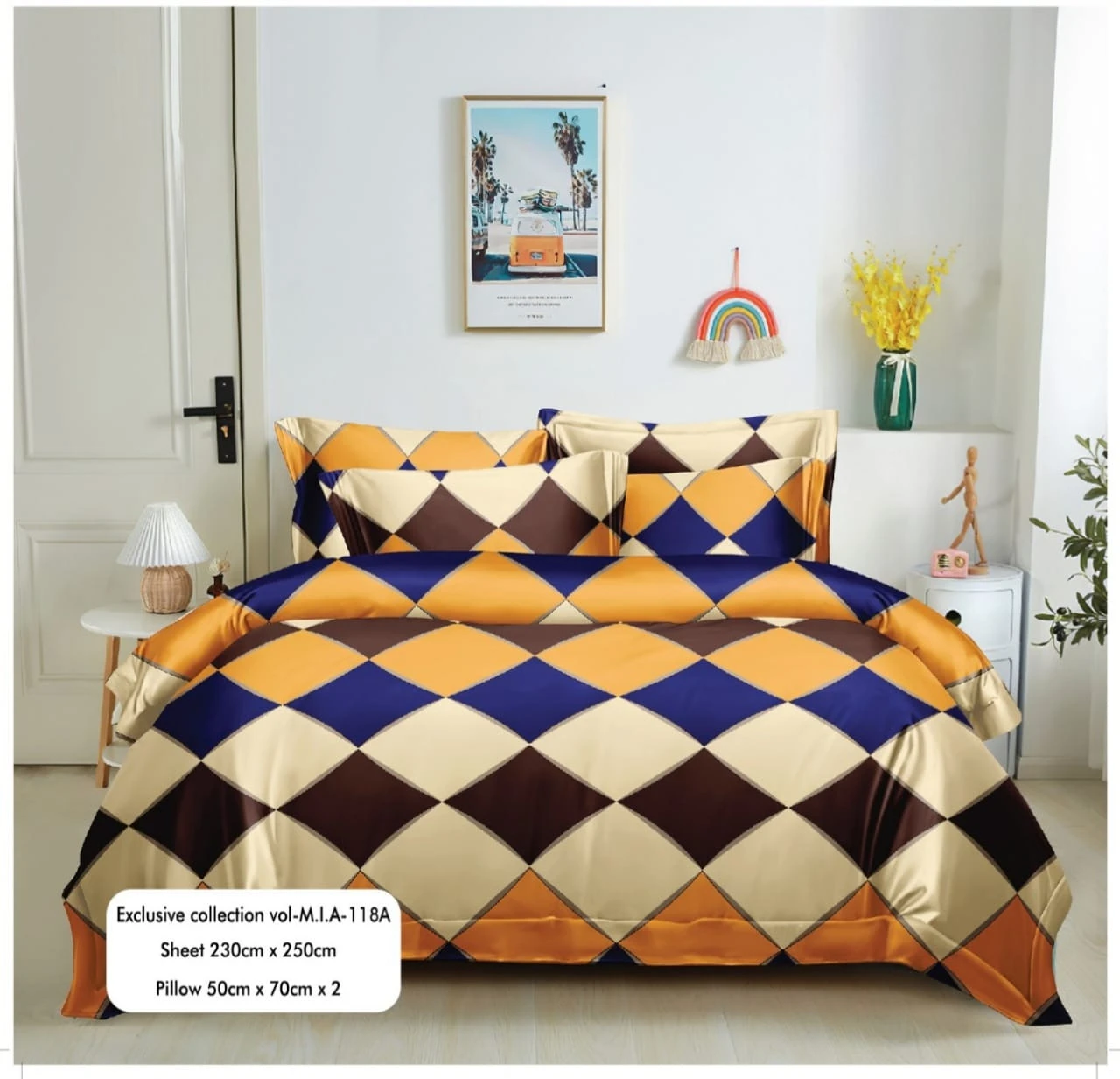 Mia Bedsheets / Bedsheet With 2 Pillow Covers (90 x 100)