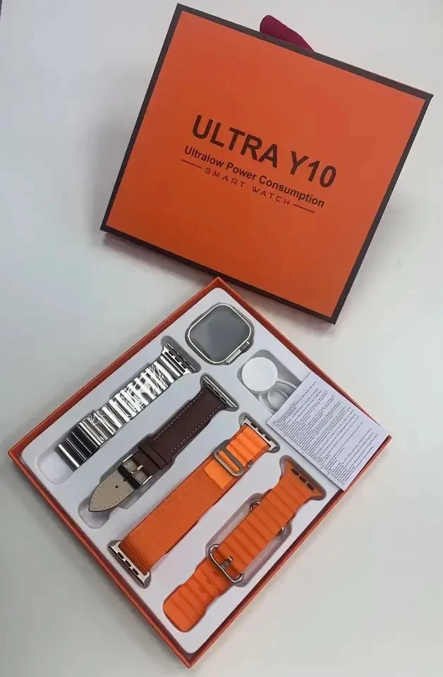 Generic Smart Watch Ultra Y10 with 4 Straps - image 4