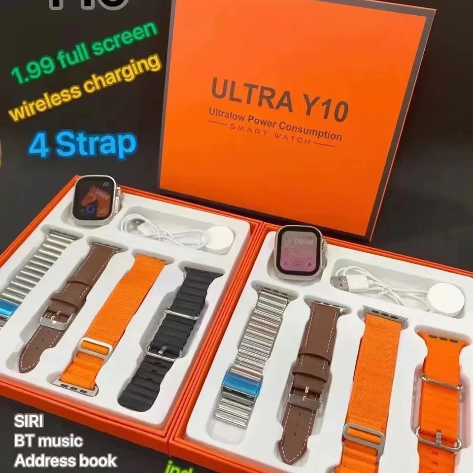 Generic Smart Watch Ultra Y10 with 4 Straps - image 6