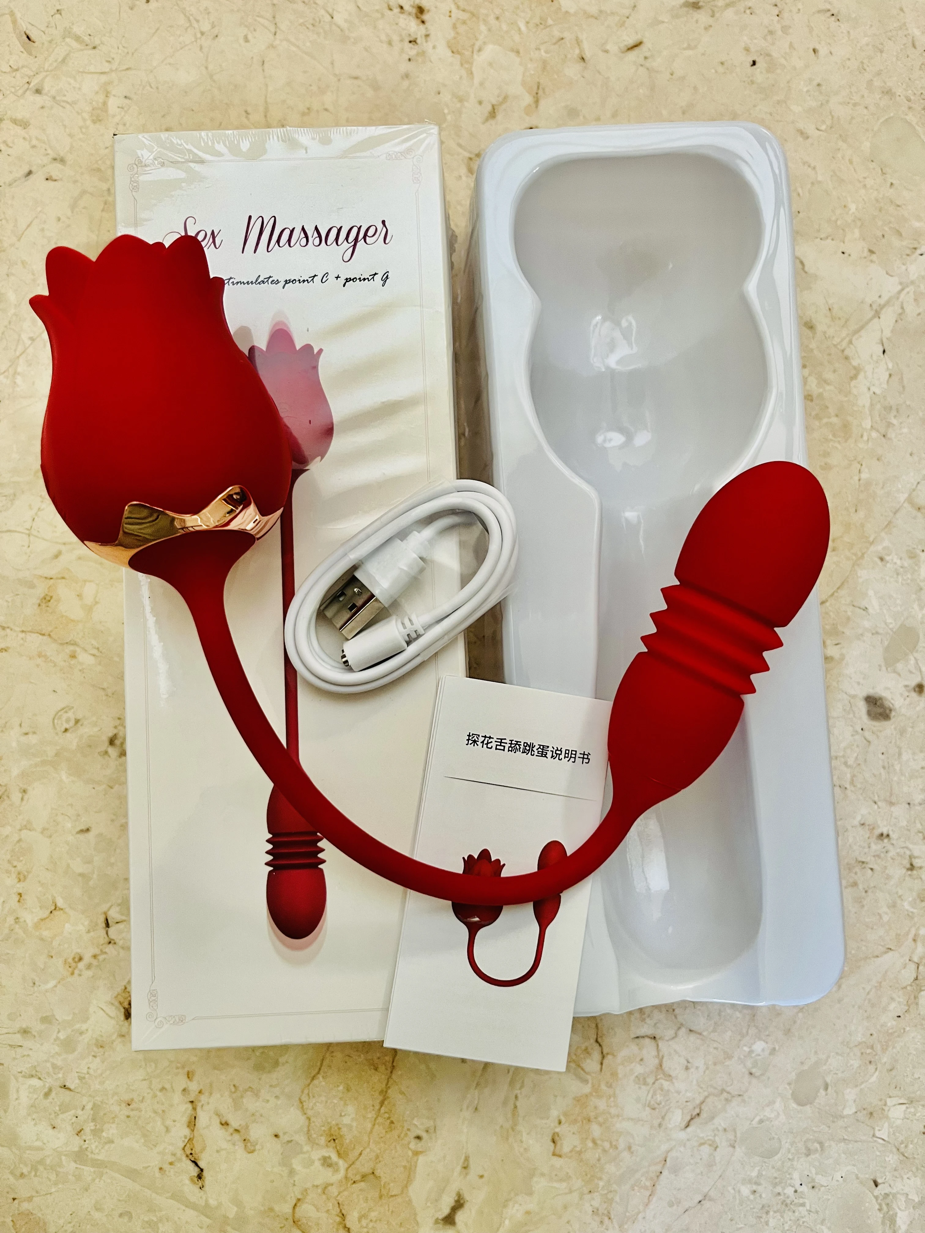 Generic Rose Toy Thrusting Licking Vibrator