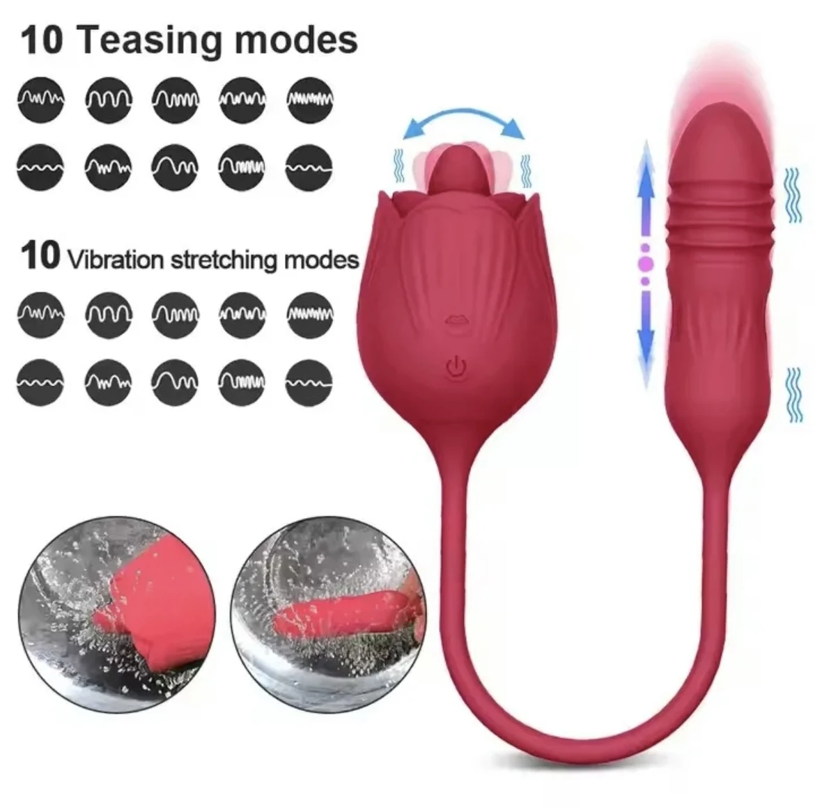 Generic Rose Toy Thrusting Licking Vibrator - image 2