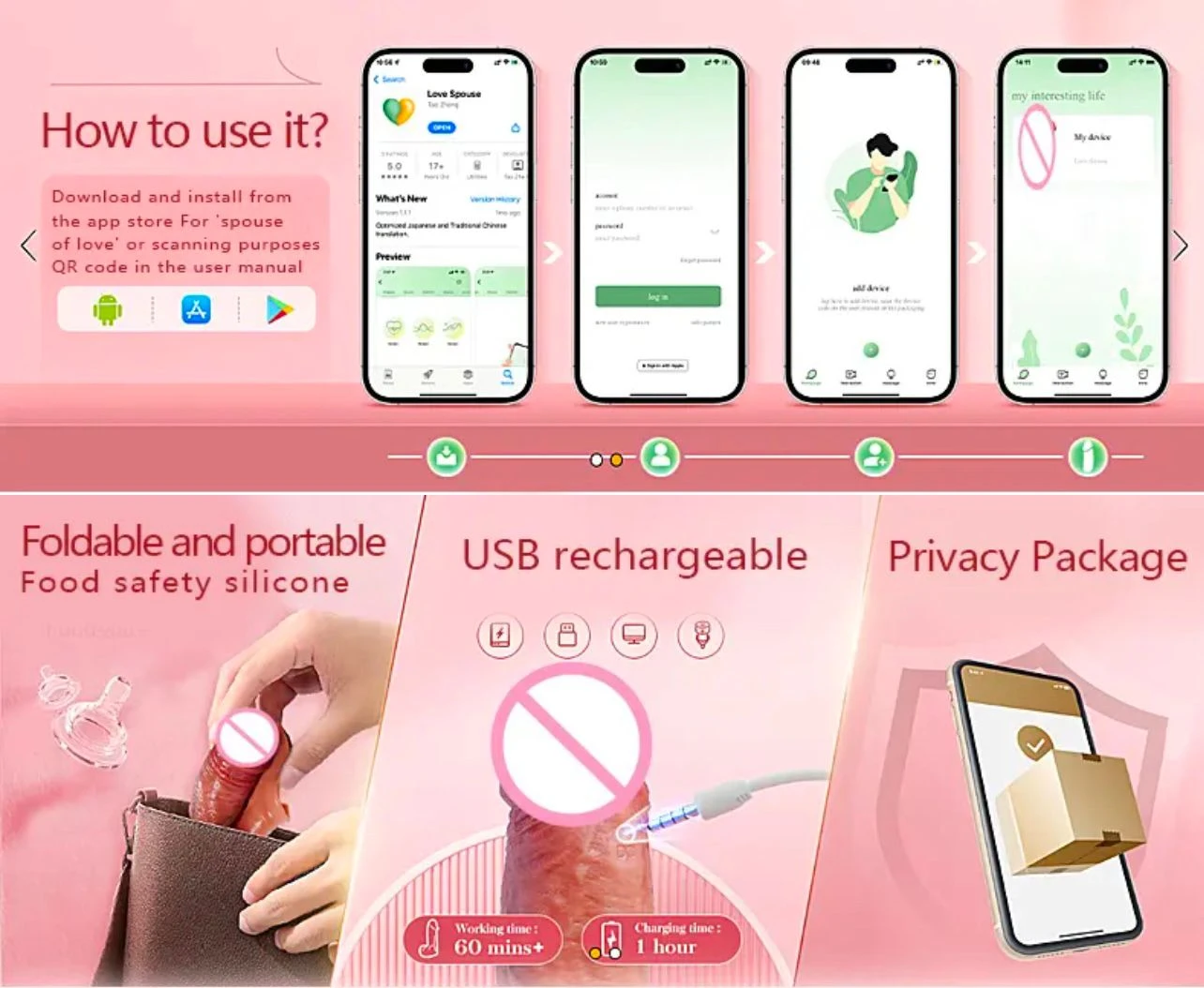Generic Vibrating Dildo Penis Sleeve App remote control - image 6